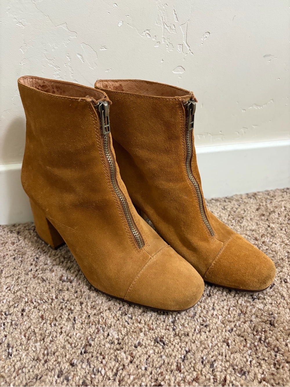 Madewell The Amalia Zip Boot in Suede Heels Equestrian Brown Size 7.5